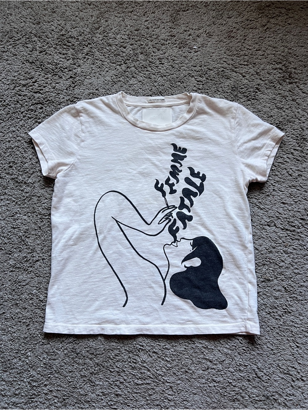 $105 Mother White Cream Femme Fatale Graphic The Sinful T-Shirt size XS